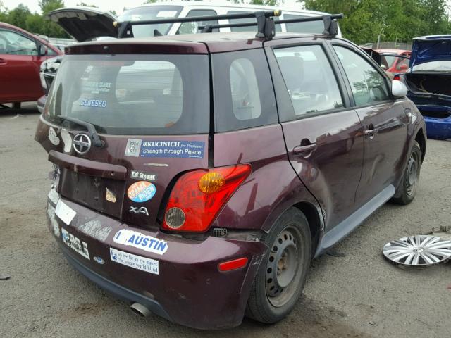 JTKKT624440077326 - 2004 TOYOTA SCION XA მუქწითელი ფოტო 4