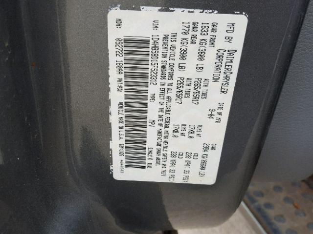 1D4HB58D15F523312 - 2005 DODGE DURANGO LI SILVER photo 10