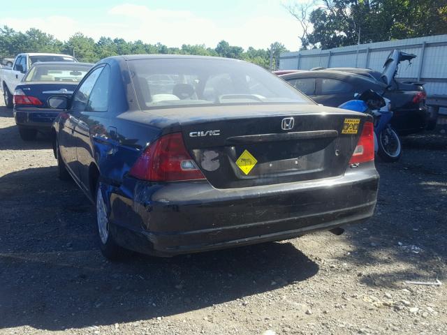 1HGEM22561L016834 - 2001 HONDA CIVIC LX BLACK photo 3