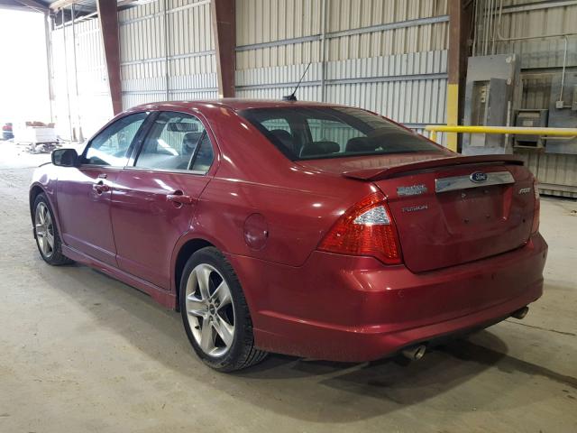 3FAHP0KC7AR341781 - 2010 FORD FUSION SPO MAROON photo 3