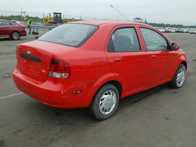 KL1TD52634B154185 - 2004 CHEVROLET AVEO RED photo 4