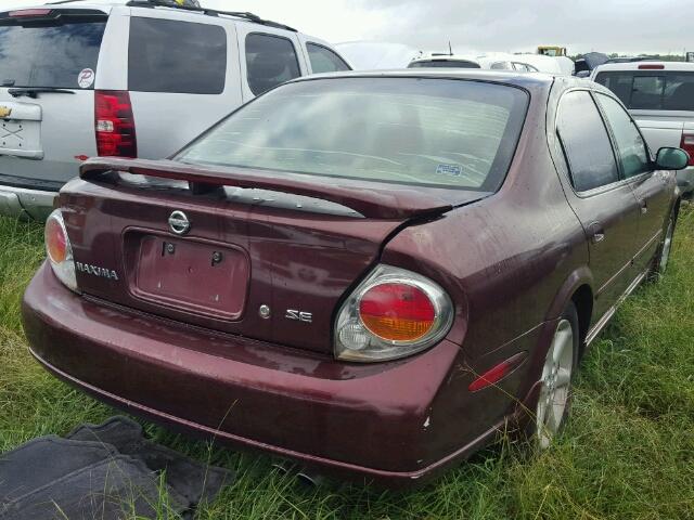 JN1DA31D22T442350 - 2002 NISSAN MAXIMA MAROON photo 4