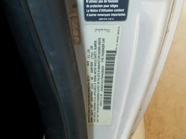 3VWCK31C75M408949 - 2005 VOLKSWAGEN NEW BEETLE ვერცხლისფერი ფოტო 10