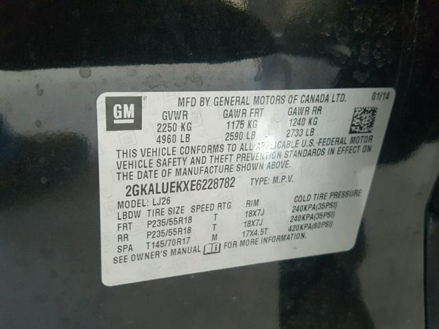 2GKALUEKXE6228782 - 2014 GMC TERRAIN DE BLACK photo 10