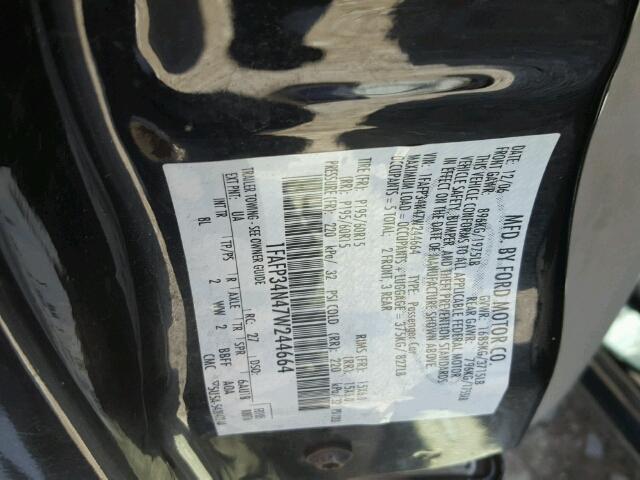 1FAFP34N47W244664 - 2007 FORD FOCUS BLACK photo 10