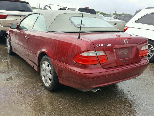 WDBLK65G51T072150 - 2001 MERCEDES-BENZ CLK 320 BURGUNDY photo 3