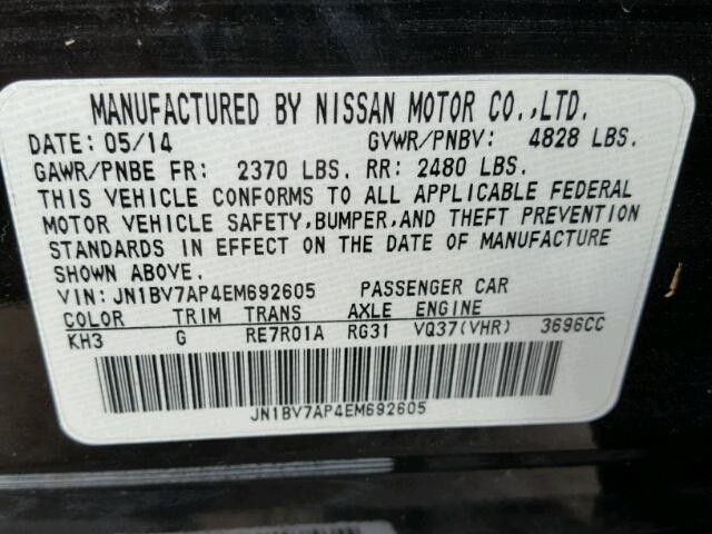 JN1BV7AP4EM692605 - 2014 INFINITI Q50 BASE BLACK photo 10