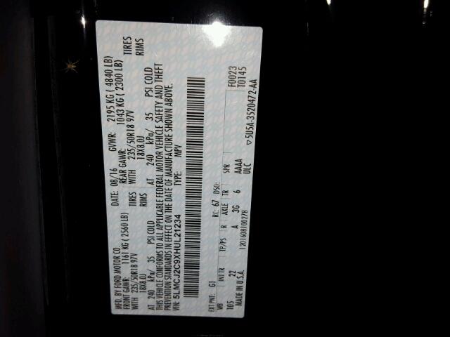 5LMCJ2C9XHUL21234 - 2017 LINCOLN MKC SELECT შავი ფოტო 10