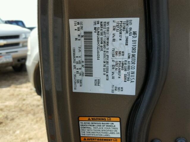 5LMEU68H73ZJ44354 - 2003 LINCOLN AVIATOR 灰色 照片 10