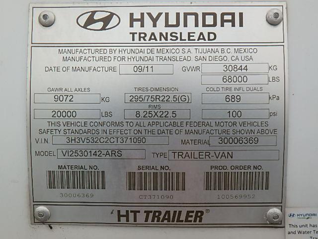 3H3V532C2CT371090 - 2012 HYUNDAI 53 TRAILER WHITE photo 10