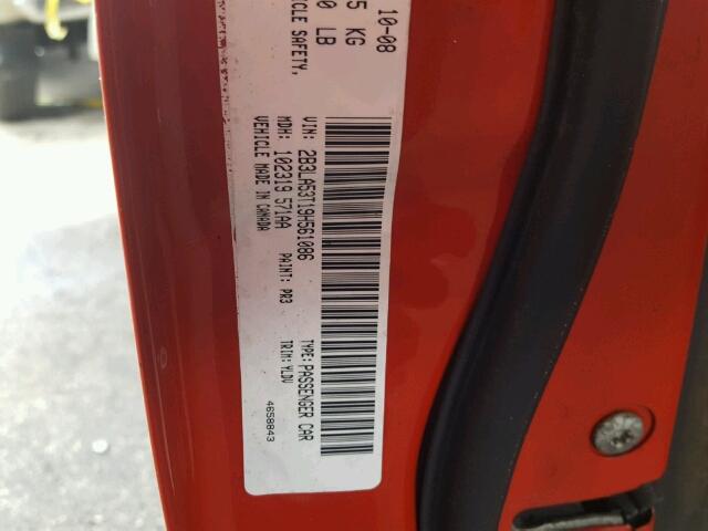 2B3LA53T19H561086 - 2009 DODGE CHARGER RED photo 10