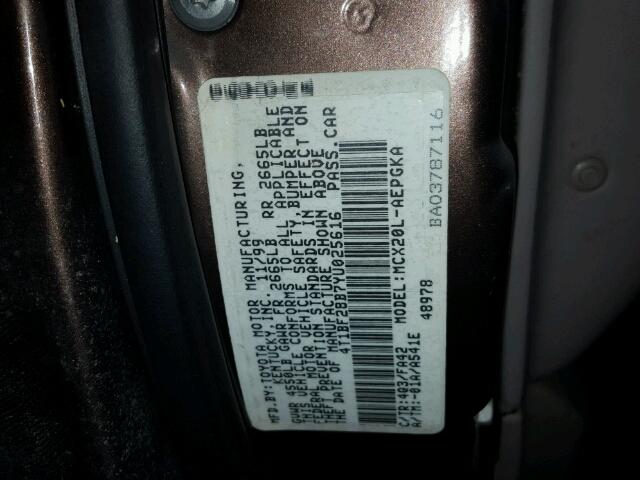 4T1BF28B7YU025616 - 2000 TOYOTA AVALON BROWN photo 10