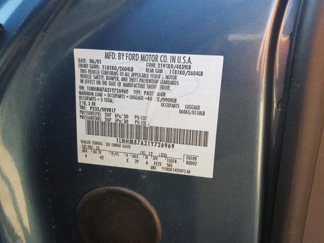 1LNHM87A31Y726969 - 2001 LINCOLN LS 蓝色 照片 10