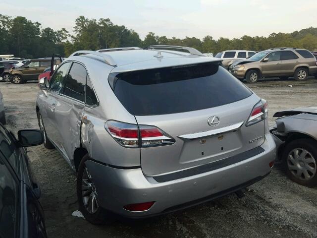 2T2ZK1BA9DC113644 - 2013 LEXUS RX SILVER photo 3