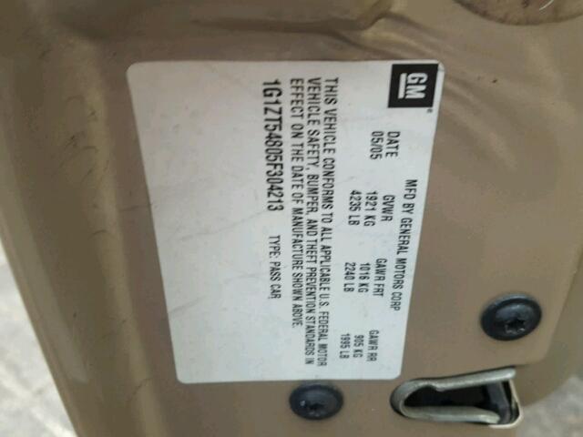 1G1ZT54805F304213 - 2005 CHEVROLET MALIBU LS თაფლისფერი ფოტო 10