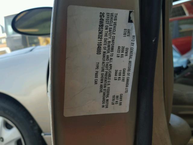 2G4WB52K021104880 - 2002 BUICK REGAL LS 棕色 照片 10