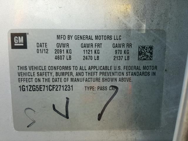 1G1ZG5E71CF271231 - 2012 CHEVROLET MALIBU LTZ 银色 照片 10