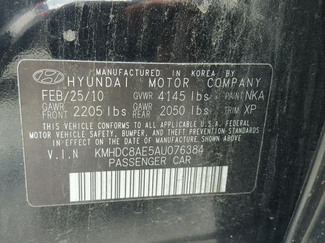 KMHDC8AE5AU076384 - 2010 HYUNDAI ELANTRA TO BLACK photo 10