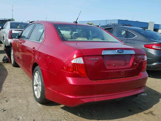 3FAHP0JA1AR402056 - 2010 FORD FUSION SEL RED photo 3