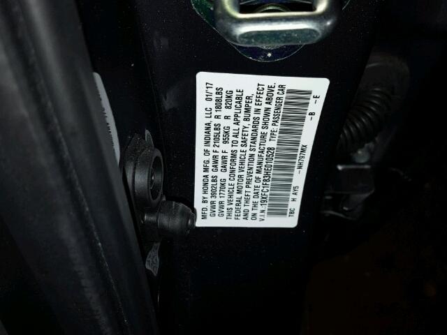 19XFC1F83HE010528 - 2017 HONDA CIVIC رمادي صورة 10