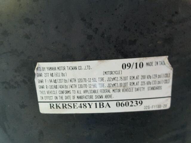 RKRSE48Y1BA060239 - 2011 YAMAHA YW125 BLACK photo 10