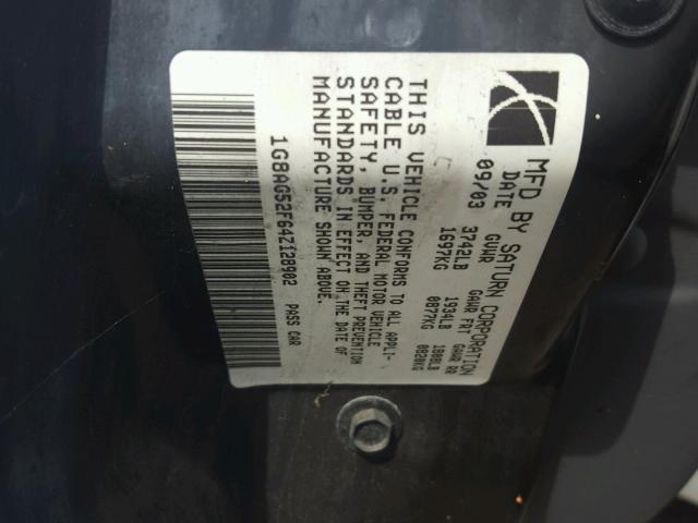 1G8AG52F64Z128902 - 2004 SATURN ION LEVEL WHITE photo 10