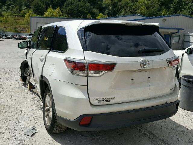 5TDZARFHXFS016105 - 2015 TOYOTA HIGHLANDER WHITE photo 3