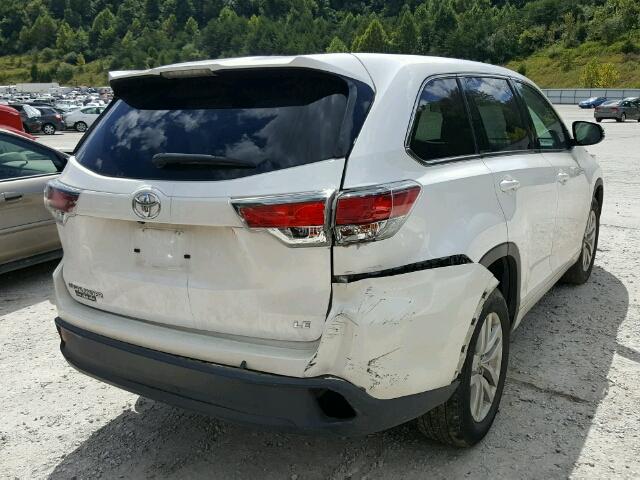 5TDZARFHXFS016105 - 2015 TOYOTA HIGHLANDER WHITE photo 4