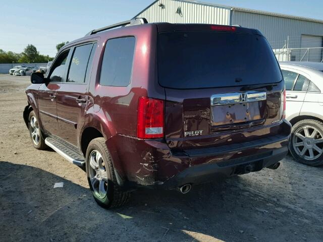 5FNYF4H54CB502072 - 2012 HONDA PILOT MAROON photo 3