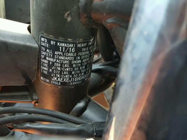 JKAEXEJ16HDA00883 - 2017 KAWASAKI EX650 J ნარინჯისფერი ფოტო 10