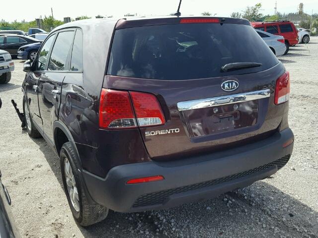 5XYKT3A19CG284946 - 2012 KIA SORENTO PURPLE photo 3