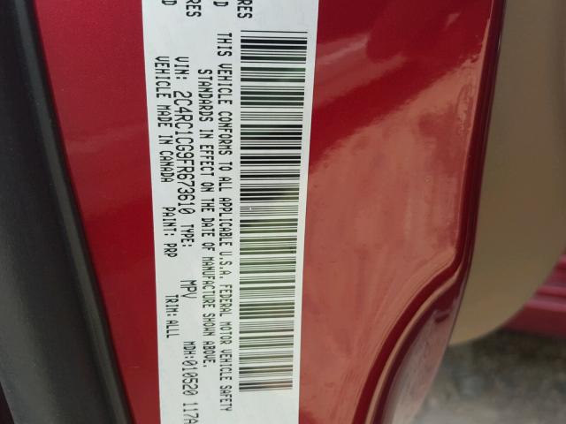 2C4RC1CG9FR673610 - 2015 CHRYSLER TOWN & COU RED photo 10