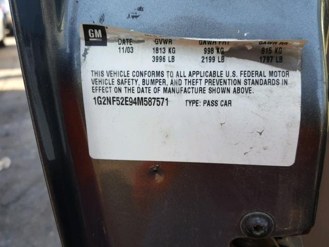 1G2NF52E94M587571 - 2004 PONTIAC GRAND AM S Boz foto 10