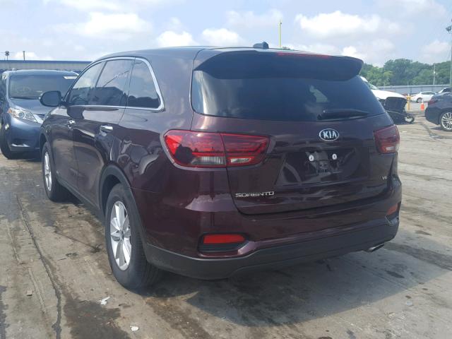 5XYPG4A55KG483364 - 2019 KIA SORENTO LX BURGUNDY photo 3