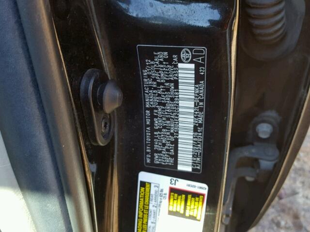 2T1BU4EE2CC789481 - 2012 TOYOTA COROLLA BLACK photo 10