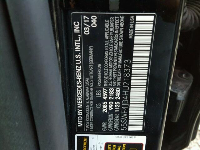 55SWF4JB4HU218373 - 2017 MERCEDES-BENZ C 300 黑色 照片 10