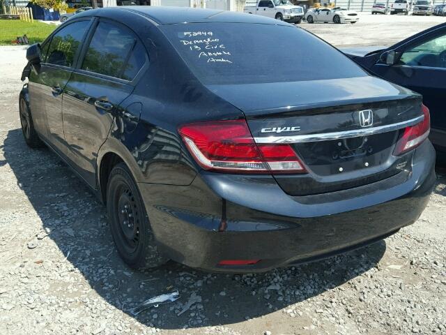 19XFB2F50DE030342 - 2013 HONDA CIVIC LX BLACK photo 3