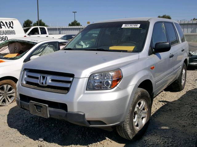 5FNYF28187B027288 - 2007 HONDA PILOT LX SILVER photo 2