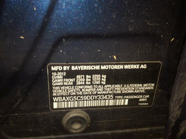 WBAXG5C59DDY33435 - 2013 BMW 528 I BLUE photo 10