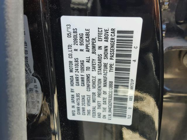 JH4CU2F63DC013868 - 2013 ACURA TSX TECH BLACK photo 10