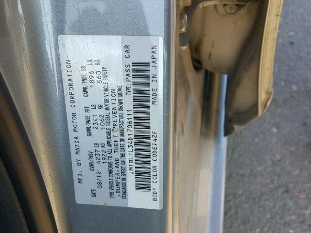 JM1BL1L34D1706111 - 2013 MAZDA SPEED 3 CHARCOAL photo 10