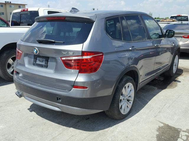 5UXWX9C55E0D39802 - 2014 BMW X3 XDRIVE2 GRAY photo 4