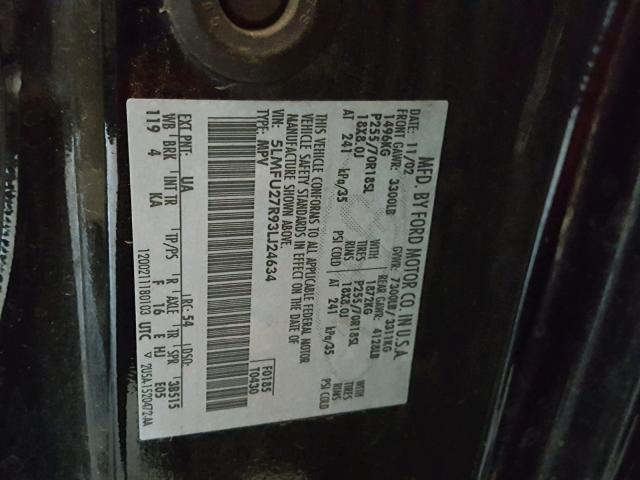 5LMFU27R93LJ24634 - 2003 LINCOLN NAVIGATOR Schwarz Foto 10