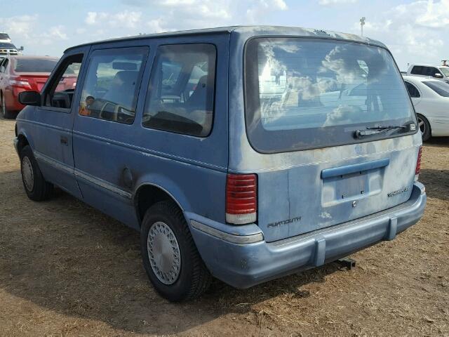 2P4GH4534PR363947 - 1993 PLYMOUTH VOYAGER BLUE photo 3