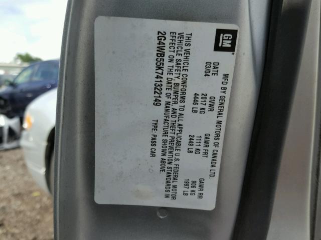 2G4WB55K741322149 - 2004 BUICK REGAL LS 银色 照片 10