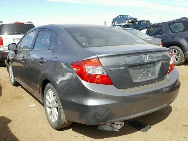 2HGFB2F93CH588712 - 2012 HONDA CIVIC EXL GRAY photo 3