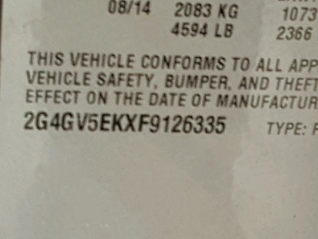 2G4GV5EKXF9126335 - 2015 BUICK REGAL BLACK photo 10