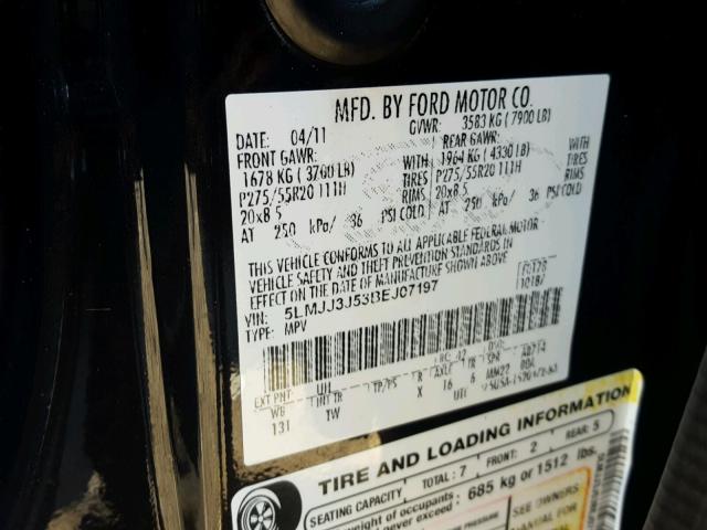 5LMJJ3J53BEJ07197 - 2011 LINCOLN NAVIGATOR 黑色 照片 10