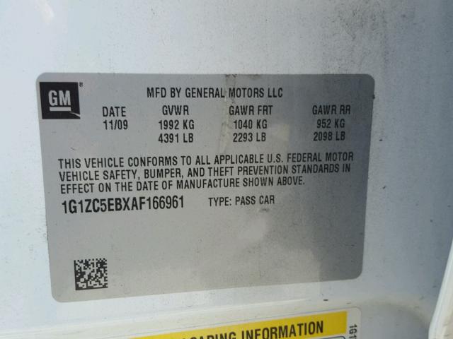 1G1ZC5EBXAF166961 - 2010 CHEVROLET MALIBU 1LT 白色 照片 10