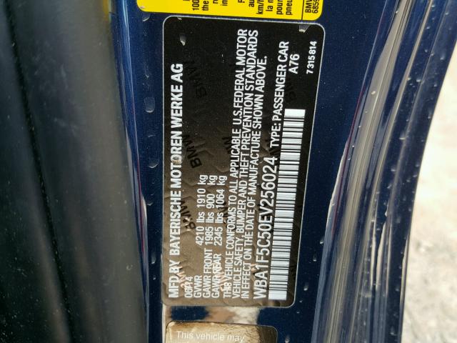 WBA1F5C50EV256024 - 2014 BMW 228 I BLUE photo 10